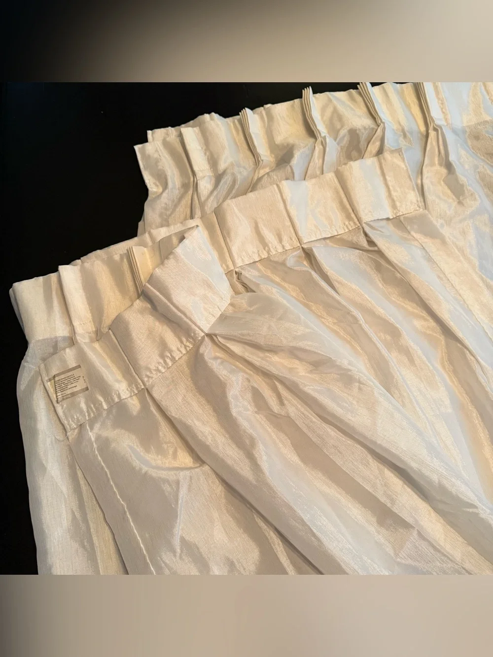 Drapes Pinch Pleat Sheer JCPenney White Curtain Pair 46x83” Vintage Sateen